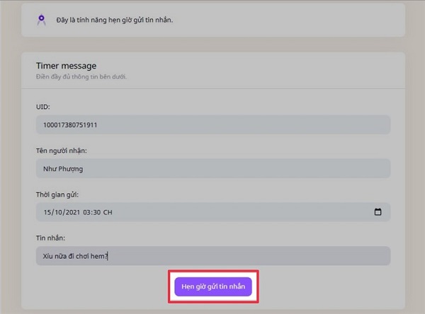 tool hẹn giờ gửi tin nhắn 