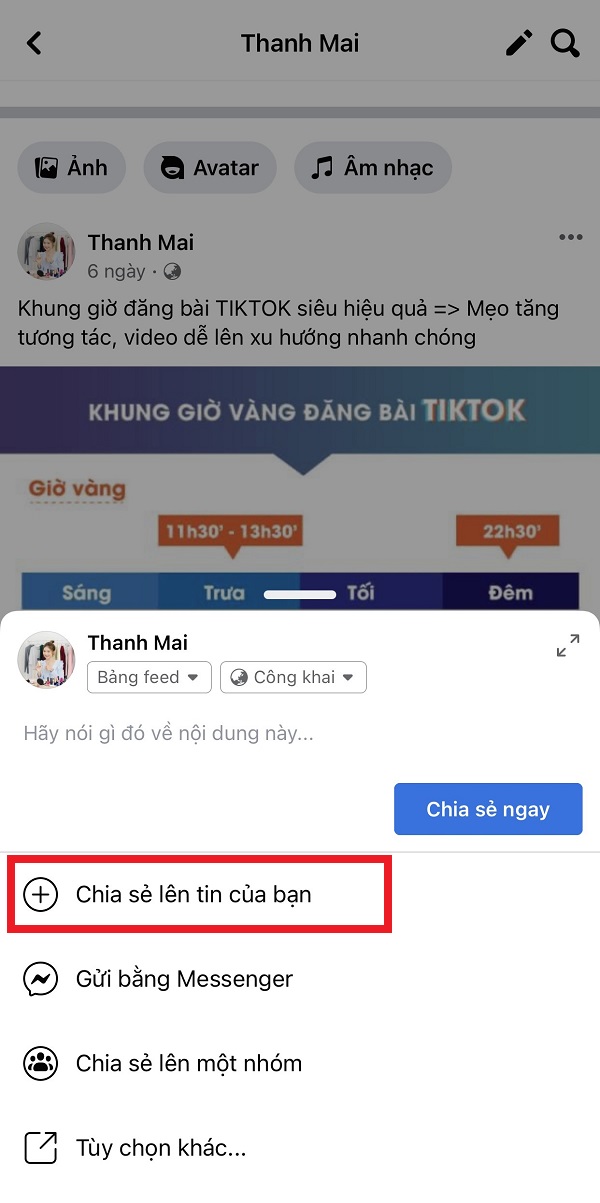 cách chia sẻ bài viết lên story facebook