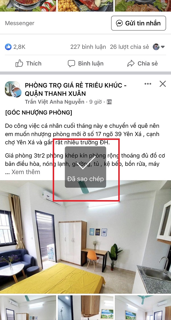 cách lấy link bài viết facebook trên điện thoại