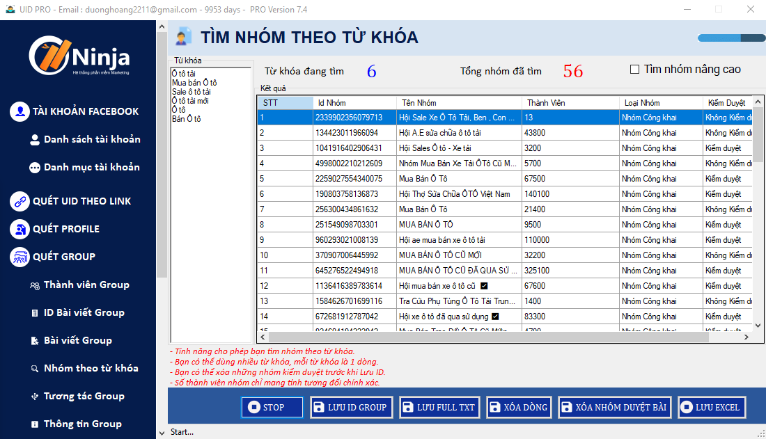Phần mềm quét data khách hàng Ninja UID Pro Client
