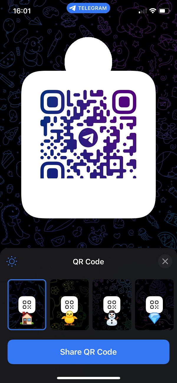 Chọn "Share QR Code"