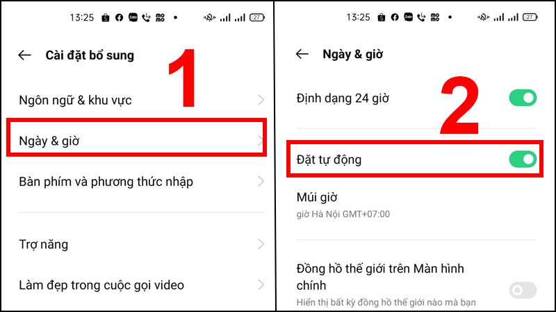 Cài đặt sai ngày giờ