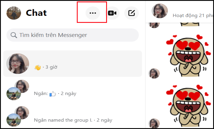 Nhấp vào biểu tượng Messenger