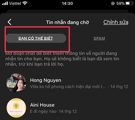 Đọc tin nhắn chờ trên messenger