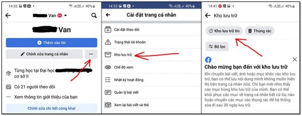 Nhấn vào chọn "Kho lưu trữ tin"